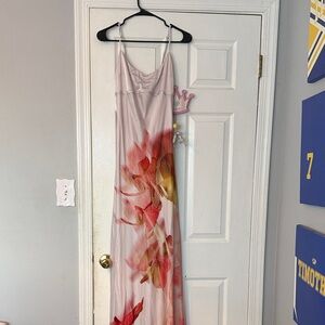 Pacha Maxi Dress: Floral Ombre Slip Maxi Dress - Pink & Coral
